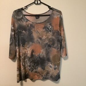 Clara Sun Woo women’s water color‎ pullover flutter short sleeve jersey top
